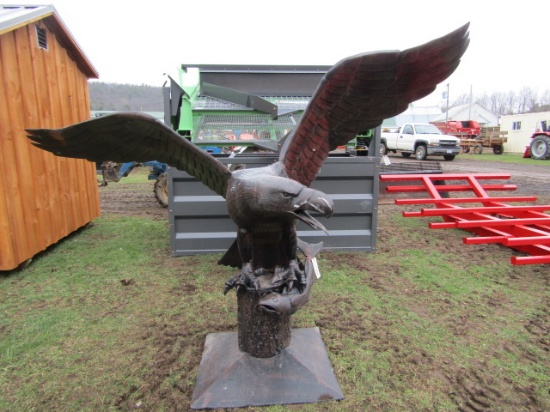 ALUMINUM EAGLE WITH FISH- HAS SHIPPING SCRATCHES