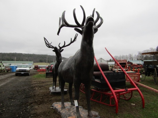 ALUMINUM ELK ON STONE - HAS SHIPPING SCRATCHES
