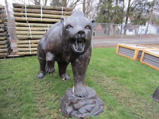 ALUMINUM BEAR ON A ROCK - HAS SHIPPING SCRATCHES