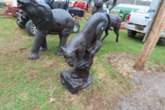 ALUMINUM COUGAR ON ROCK- HAS SHIPPING SCRATCHES