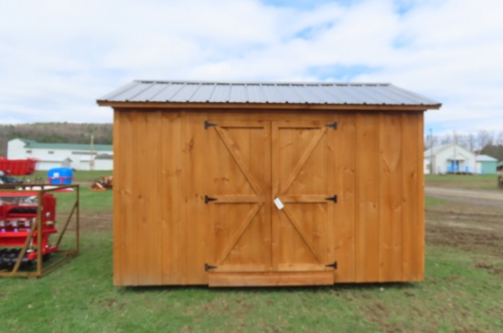 10X8 AMISH SALT BOX SHED - GREY METAL ROOF  ON