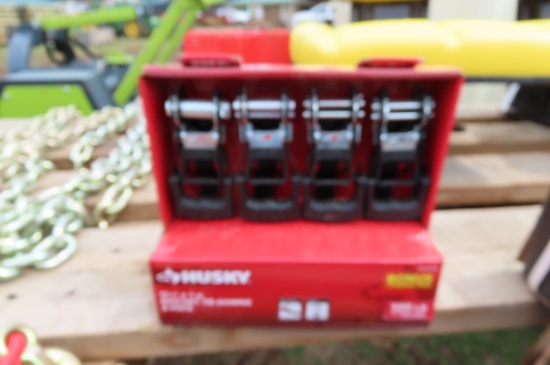 NEW HUSKY 12FTX1" RATCHET TIE DOWNS 4PK