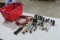 GROUP OF TOOLS- SOCKETS, SHORT AIR HOSE, MALLET