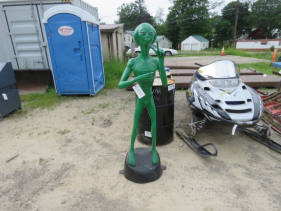 ALUMINUM STATUE  ALIEN APPROX 61" T HAS SOME