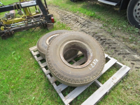2 TRUCK TIRES 8.25-15 ON RIMS