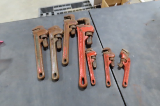 RIGID PIPE WRENCHES, (3) 10, 12, 3 SMALL RIGID