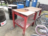 WOOD BENCH WITH METAL TOP