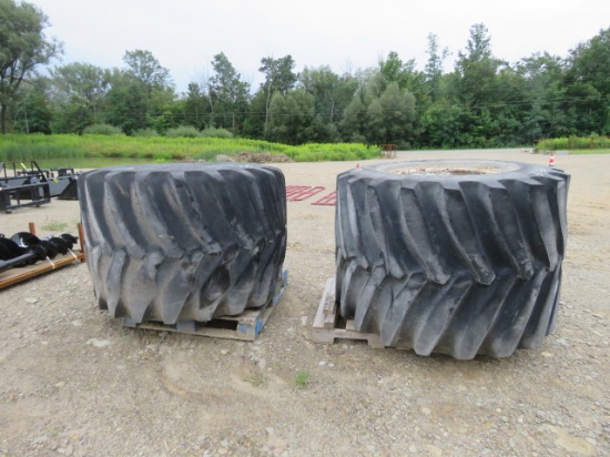 2 FIRESTONE 66X43.00-25 TIRES ON RIMS