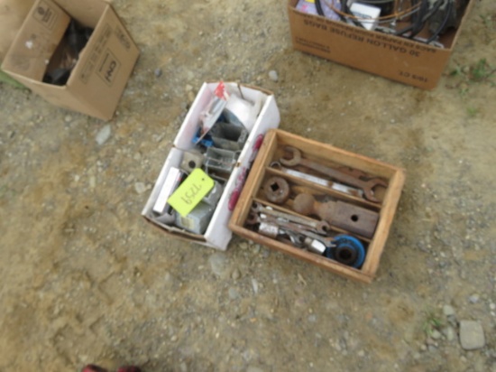 BOX OF ELECTRICAL AND BOX OF MISC TOOLS HITCHBALL