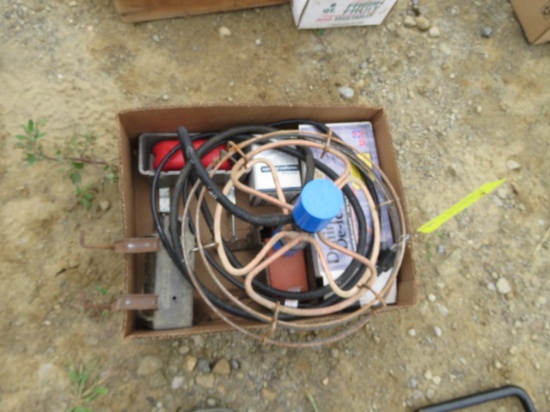 BOX OF MISC, WATER HEATER, DRAIN PLUG DE ICER