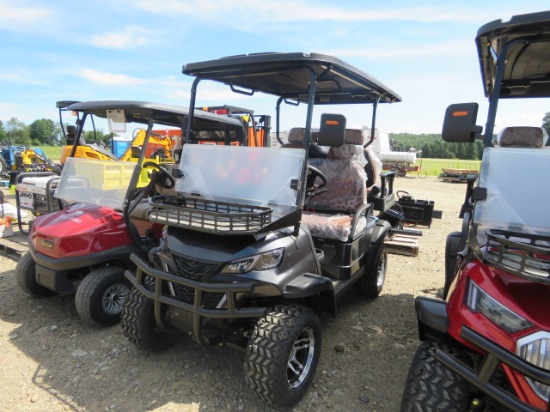 4 SEAT ELECTRIC GOLF CART - BLACK, BRAKES ARE BAD,