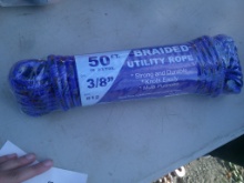 50FT BRAIDED UTILITY ROPE 3/8IN - BLUE