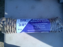 50FT BRAIDED UTILITY ROPE 3/8IN - BEIGE