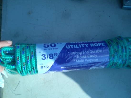 50FT BRAIDED UTILITY ROPE 3/8IN - GREEN