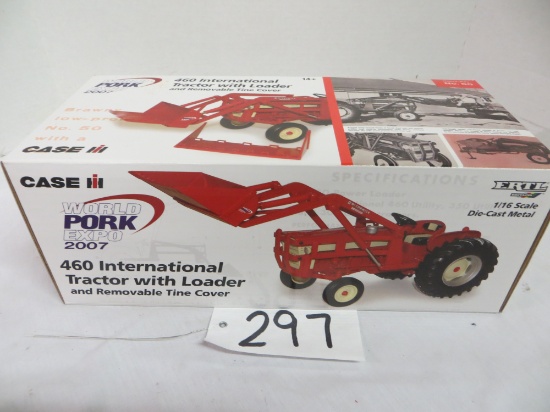 IH 460 tractor w/loader removable tine cover, Ertl