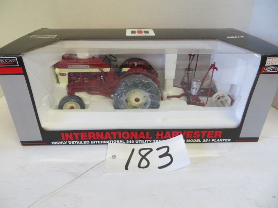 IH 340 Utility Tractor w/IH Model 251 planter, Highly Detailed, Spec Cast