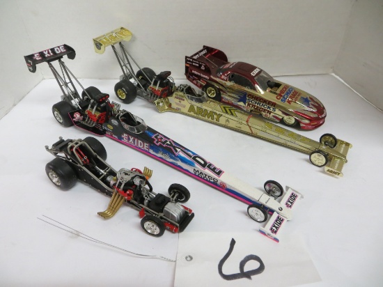 Drag Racing cars, Checker Schucks, Exide, Army, 	numerous scales