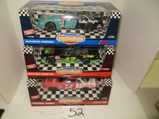 Ertl	3 - Nascar American Muscle Race Cars #90, #42, and #14 Die Cast Metal 	Collector Series