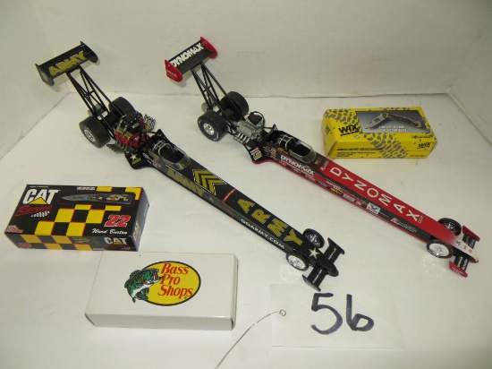 Ertl	Nascar 2- Drag Racing Cars Arm & Dynomax.  / 3 Misc. Knives Collectors