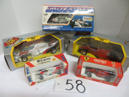 5 - Race Cars - #1, #27, #9 & 2 miniture Onyx Indy Cars - #12 & #27