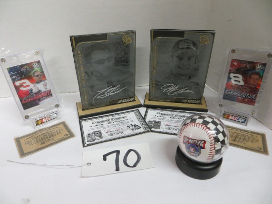 Nascar Crystal Fusion Earnhart, Gordon, Earnhart Jr. & Stewart w/ Stands & 50th Annv. BaseBall