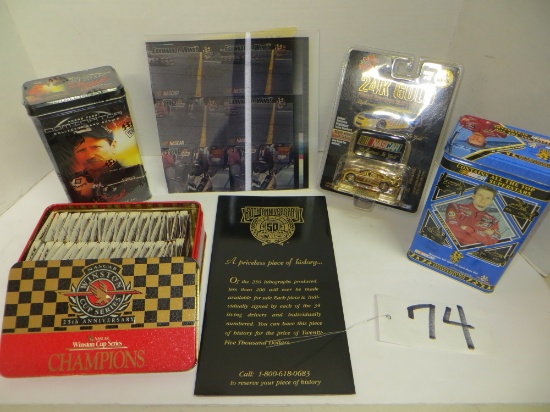 2-Earnhart Tin, Winston Champion Tin, 3D Picture Earnhart 1997 Win, Gold #19 Car	