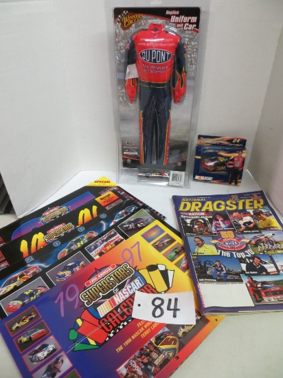 Misc Nascar Items - 5 Calendars, Jeff Gordon Uniform, #24 Playing Cars & Magazine