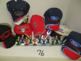 Misc. Nascar Items - 11 Magnetic Bobble Head Drivers, 9 Misc Nascar Hats