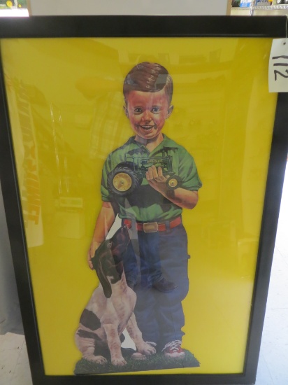 vintage JD little boy display w/frame