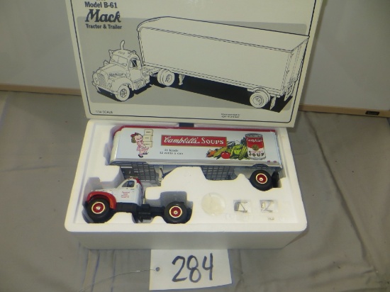 1st Gear 1960 Model B-61 Mack truck & trailer, Campbell's Soup 66 Express  1/34"