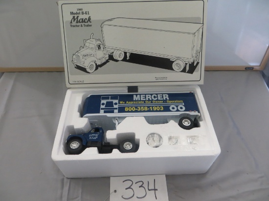 1st Gear 1960 Model B-61 Mack Tractor Trailer Mercer Transportation Co. 1/34"