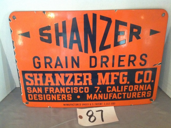 Shanzer Grain Driers, San Francisco California, Porcelien	1 sided