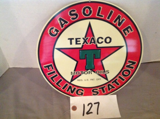 Texaco Gasoline round metal sign
