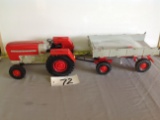 plastic tractor & wagon	German made	