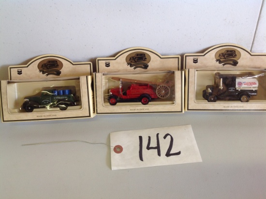 1920 T Ford, 1934 Fire Engine, 1939 Chevy pickup	made England