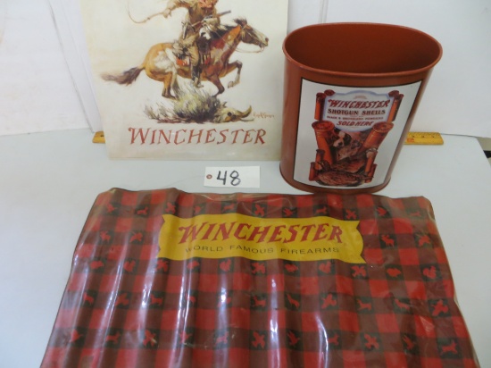 Winchester gun cleaning mat w/waste basket & poster