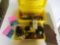 case full of leather making items w/punch, hammer, metal plate and more
