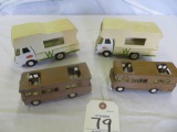 2 Tonka Winnebago's  2 Tootsie Toy Campers