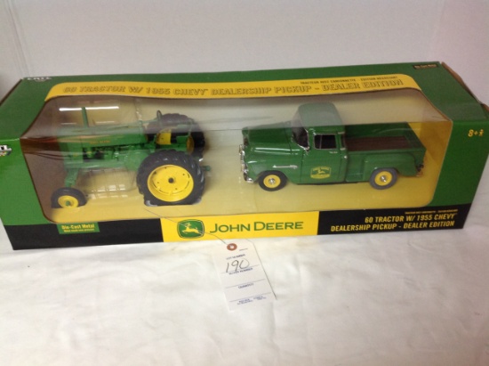 JD 60 tractor w/'55 chevy dealership pickup