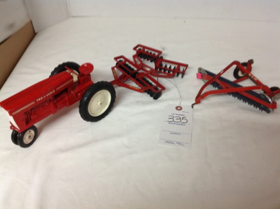 3 pc Tru Scale, tractor, off set disk & rake
