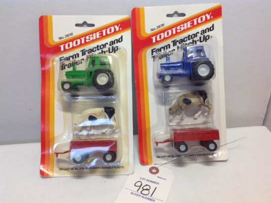 Tootsie Toy   2 Tractor cow & wagon
