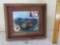 JD 1st tractor picture w/old barn wood frame