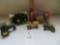 2 JD tractors, 1 Round Baler, and 2 lawn and garden tractors with missing steering wheels
