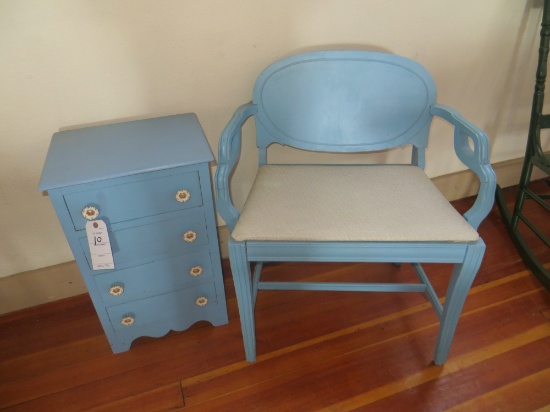 Blue Cabinet and bench