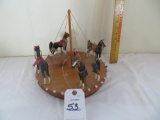 Homemade carousel 4 horses and handler