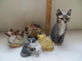 5 cat figurines