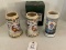 3 Old Style Beer Steins, 1 with box