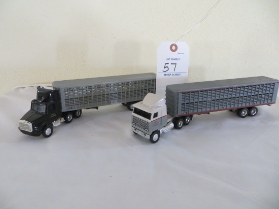 Cab over Mack and Kennworth livestock semi and trailer- 2 Pieces