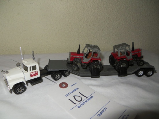 MF Mack Semi and MF tractor hauler trailer
