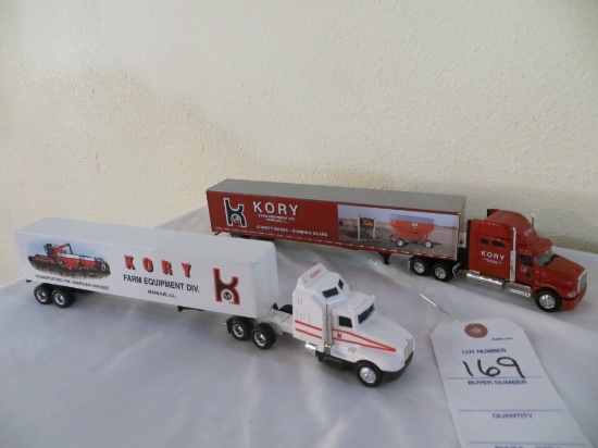 Kory Farm Equipment Div Malius Illinois semi and trailer (2)  Red and White